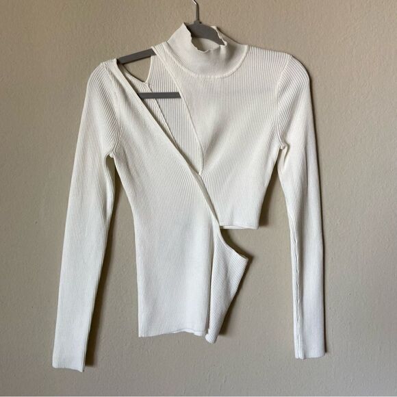 Michael Costello x REVOLVE Soraya Ivory White Sweater Cowl Turtleneck Size S - Picture 4 of 7